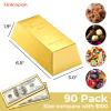 UnicoPak 90 Pack Gold Bar Gift Boxes Party Favors Treasure Hunt Chocolate Coins Candy Treat Boxes for Pirate Casino Golden Birthday Money Gifts Themed Party view 2
