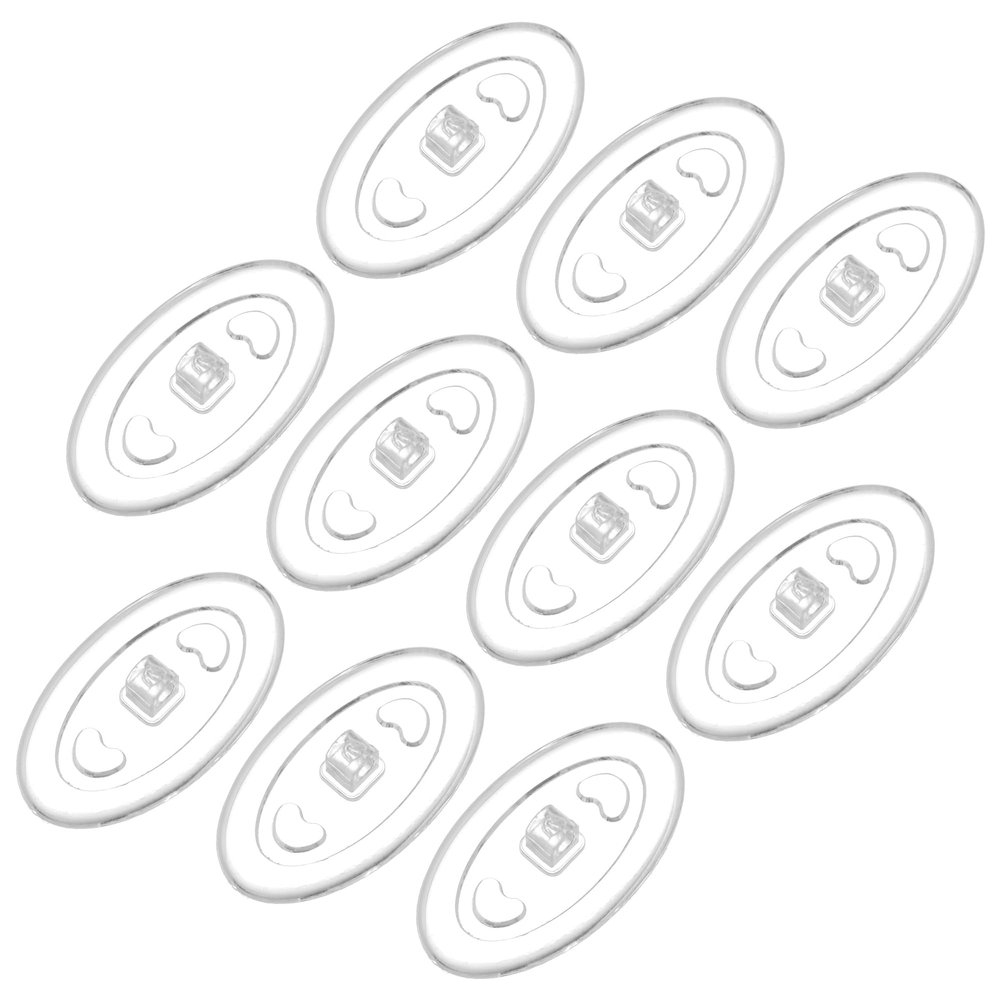 HALLMERS 10pcs 5 Pairs 16mm x 9mm Oval Clear Silicone Anti Slip Nose Pads Screw In Mount Replacement Part - Reading Eyeglass Optical Insert Frame Eyeglasses Non-Slip Specs Spectacles Repair