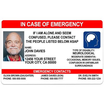 1 Cute Pooch Disability Alert In Case of Emergency Card (Red Emergency Card)