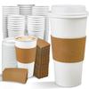 Ginkgo 100 Pack 20 oz Disposable Paper Coffee Cups with Lids and Sleeves, To Go Hot Coffee Cups for Business, Office, Cafes and Parties view 1