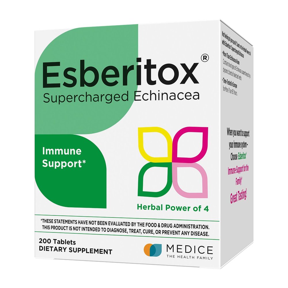 ESBERITOX Supercharged Echinacea  200 Tablets  Immune Support Herbal Supplement with Wild Indigo Root & Purple Coneflower  Clinically Tested  Made in Germany