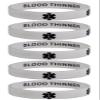 Blood THINNER Medical Alert ID Privacy Enhanced Silicone Bracelets White 5 Pack view 1