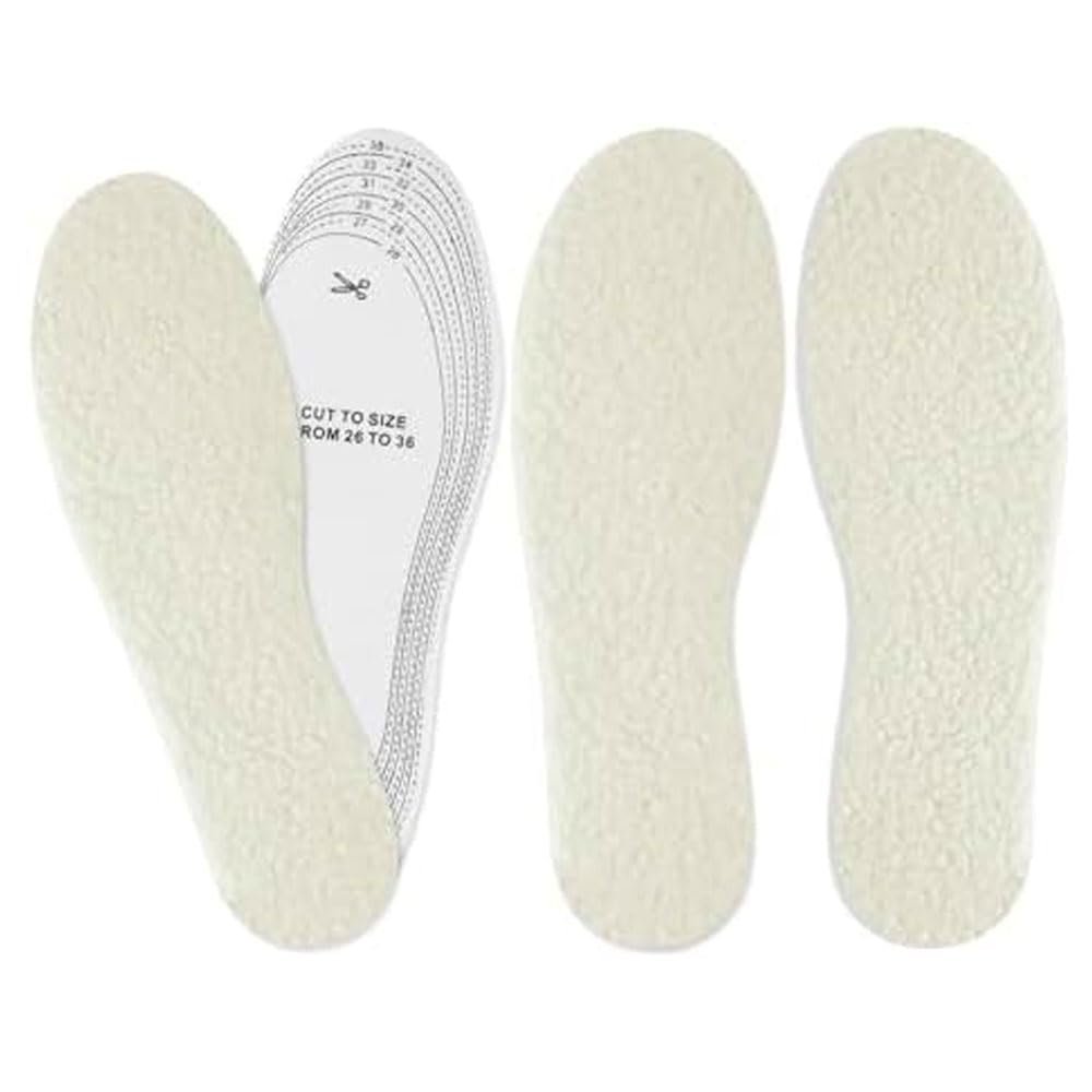 2 Pairs Men's Wool Pads Shoe Inserts Insoles Winter Boot Soft Warm Thermal Foam Pads Sizes 7-11 Trim Cut to Fit Warmer Thermal Insole Sheep Sherpa One Size Pads Fits Most Soft Breathable Comfort