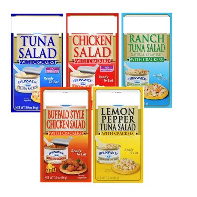 Everyday Necessiteez Salad with Crackers Kit Bundle 5 Flavors Included Ready to Eat for Lunchboxes Office Camping Picnic Summer Healthy Protein Snacks 3oz Pack of 15 w/Tote & Bonus Porte Pot