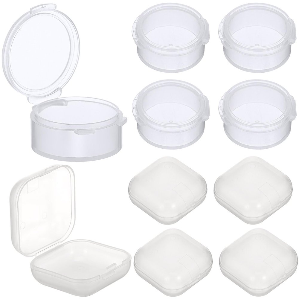 Healifty Mini Pill Organizer Ear Plug Storage Box Clear Plastic Compact Case 20 Compartments Portable for Travel Daily Use