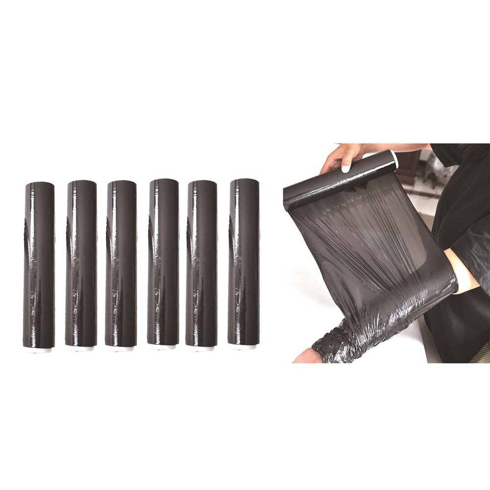 JEWIIP Black Osmotic Plastic Body Wrap, Workout and Sweat Enhancer Stomach Wrap Body Wrap Film, 6 Rolls Premium Black Osmotic Plastic Slimming Body Wrap Film, 60m, Body Wrap Thermal Film Body Effect