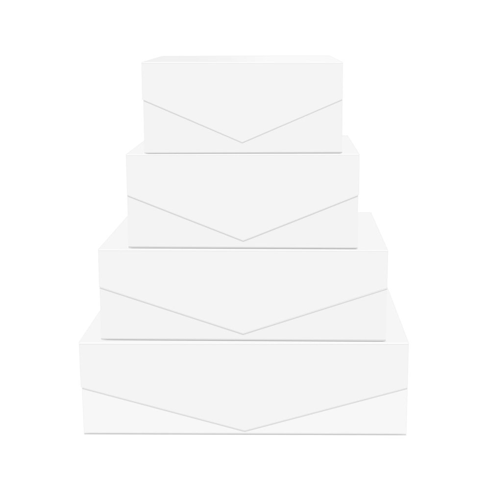 BLK&WH Magnetic Gift Boxes with Lids, Set of 4 White Presents Boxes Assorted Sizes for Birthday, Wedding, Valentines, Christmas, Party, Baby Showers (Matte White)