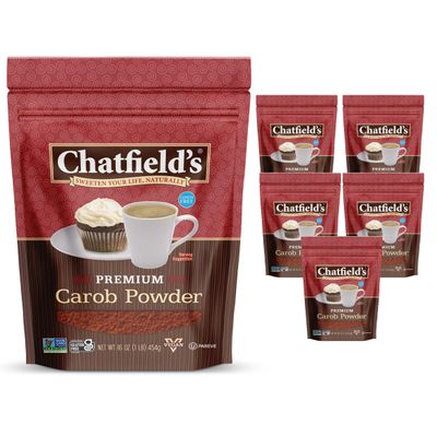 Chatfield's Premium Carob Powder, Caffeine-Free, Vegan Friendly, Kosher, Gluten Free & Non-GMO, 16 Ounce (Pack of 6)