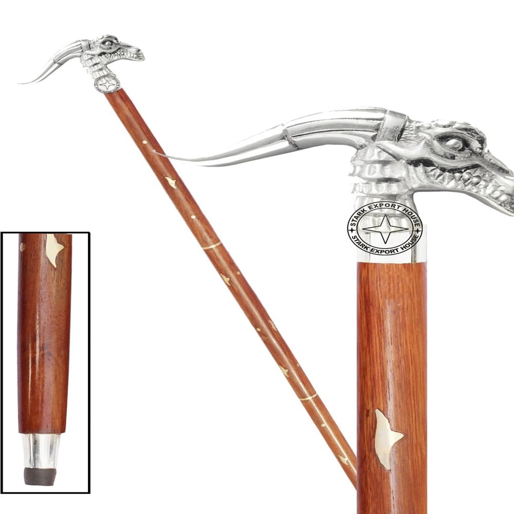 Walking Cane Rosewood Designer Wooden Walking Stick with Nickel Handle Gift for Men & Women 37 inch (JSWB)