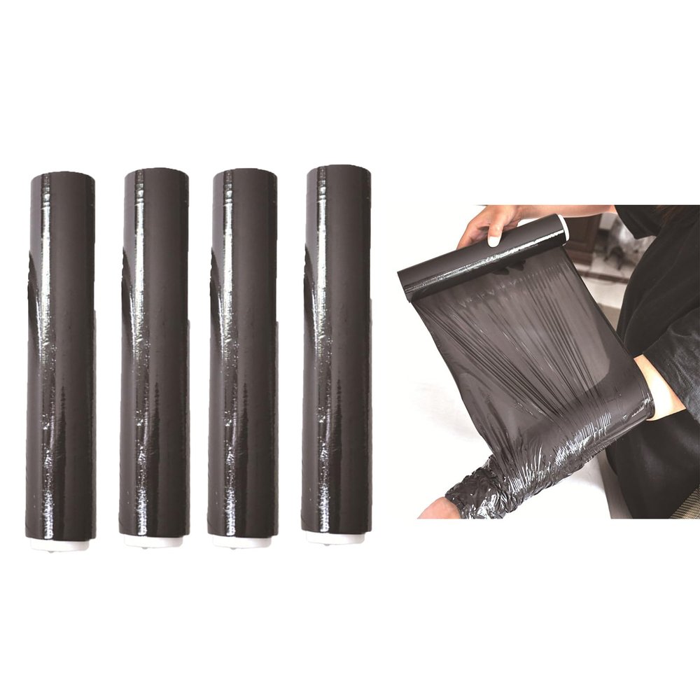 JEWIIP Black Osmotic Plastic Body Wrap, 4 Rolls Premium Black Osmotic Plastic Slimming Body Wrap Film, 60m, Workout and Sweat Enhancer Stomach Wrap Body Wrap Film, Body Wrap Thermal Film Body Effect