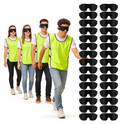 CROUVM 30 Pack Party Game Blindfolds, Disposable Blackout Sleep Masks Bulk for Men Women, Light Blocking Eye Mask for Team Building Adult Kids Activities Travel Sleeping