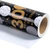 WRAPAHOLIC 30th Birthday Wrapping Paper - Mini Roll - 17 Inch x 33 Feet - Black Gold Balloon Design for Birthday, Party, Holiday view 3