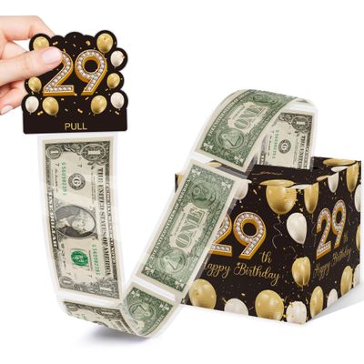 Azbuk 29th Birthday Money Gift Box, 35PCS Bags, 5x5x0.1 inches, Polka Dots, Art Deco, Smooth Cardboard, DIY Money Roll Gifts, Birthday Party Decorations