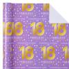 WRAPAHOLIC 18th Birthday Wrapping Paper - Mini Roll - 17 Inch x 33 Feet - Purple Gold Polka Dots Design for Birthday, Party, Holiday view 2