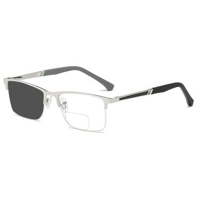 bullabulling Transition Photochromic Bifocal Reading Glasses for Mens and Womens,Square Clear UV Protection Sunglasses Readers (silver, 2.75, x)