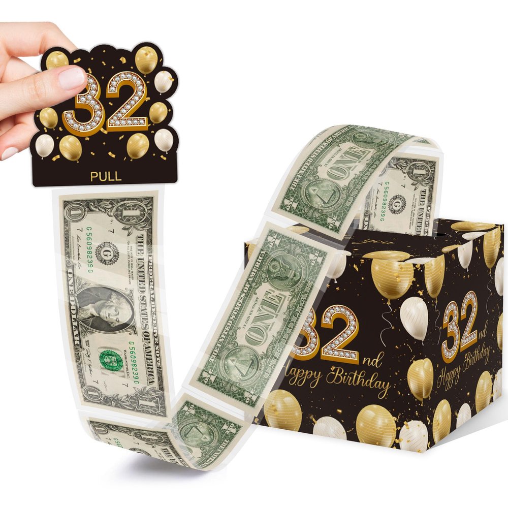 32nd Birthday Gifts for Women Men, 32nd Birthday Surprise Gift Box, Happy Birthday Money Gift Boxes for Cash, 32nd Birthday Party Decorations Supplieswith 35PCS Bags