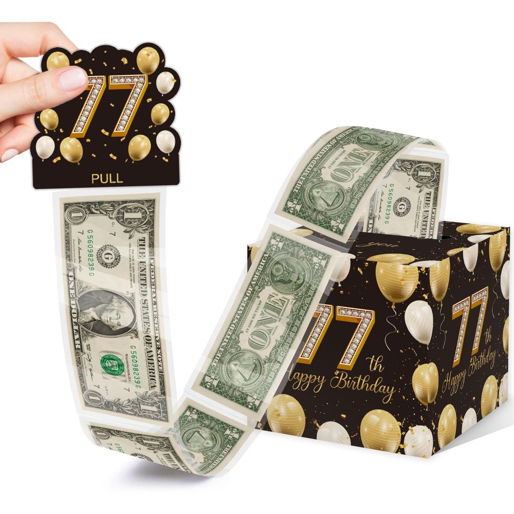 77th Birthday Surprise Gift Box, Happy Birthday Money Gift Boxes for Cash, 77th Birthday Gifts for Women Men, 77th Birthday Party Decorations Supplieswith 35PCS Bags