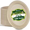 Ginkgo 100 Pack Oval Heavy Duty Paper Plates 12 Inch, Disposable Large Paper Plates Bulk for BBQ, Party, Picnic, Dessert, Thanksgiving and Every Day view 1