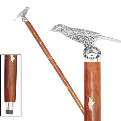 Walking Cane Rosewood Designer Wooden Walking Stick with Nickel Handle Gift for Men & Women 37 inch (DSXR)