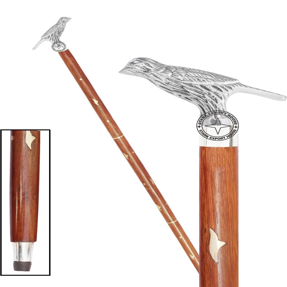 Walking Cane Rosewood Designer Wooden Walking Stick with Nickel Handle Gift for Men & Women 37 inch (DSXR)