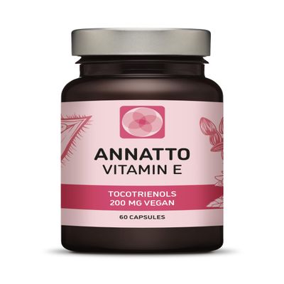 Annatto Tocotrienols Vegan Vitamin E Supplement, Tocopherol Free, Eannatto Capsules Without PAH's and contaminants - Improved from Deltagold - 200mg - Non-GMO & Antioxidant (60)
