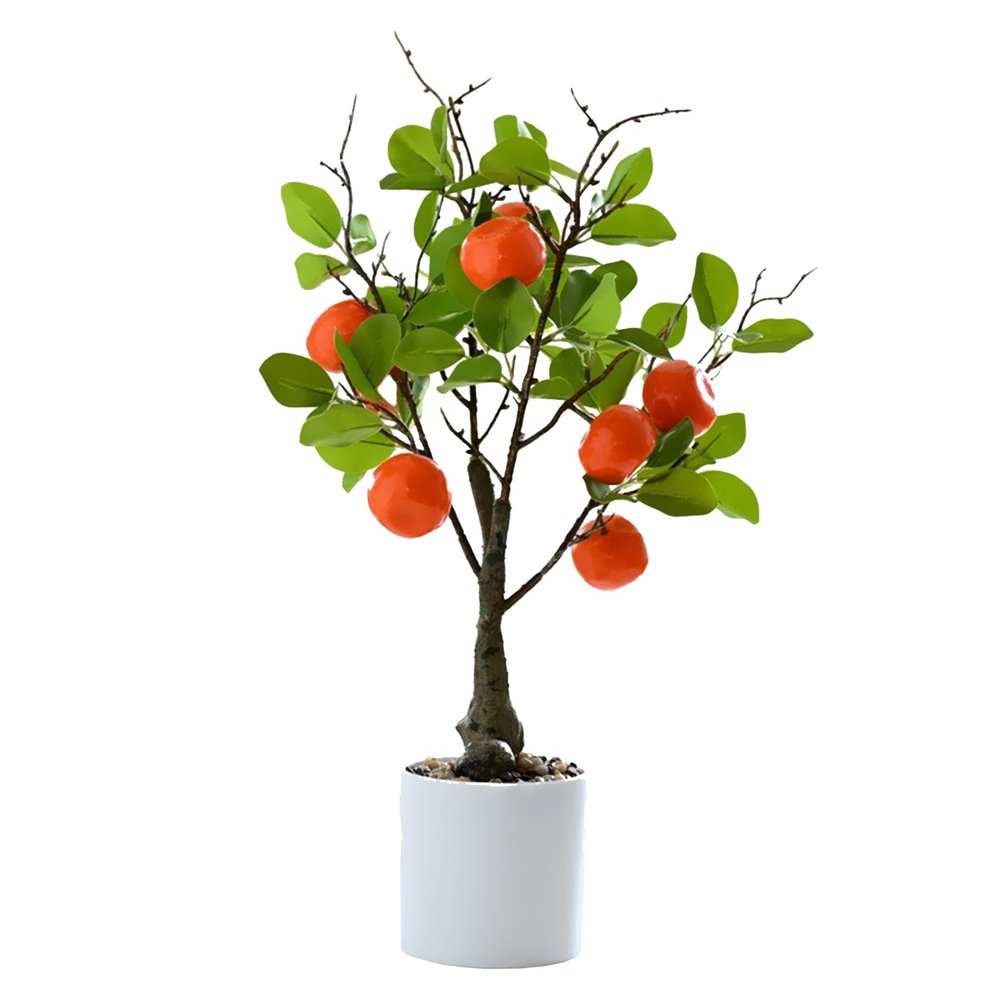 DCQRY 1pcs Simulation Plant Bonsai Fruit Bonsai with Plastic Pot Simulation Lemon/Orange/Pomegranate Bonsai Creative Indoor Decoration Artificial Greenery(#2)