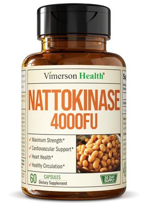 Nattokinase Supplement - Heart Health Supplements with Nattokinase 4000 FU - Max Strength Circulation Supplements - Systemic Enzymes for Healthy Circulation & Smooth Flow. Non-GMO & Vegan. 60 Capsules