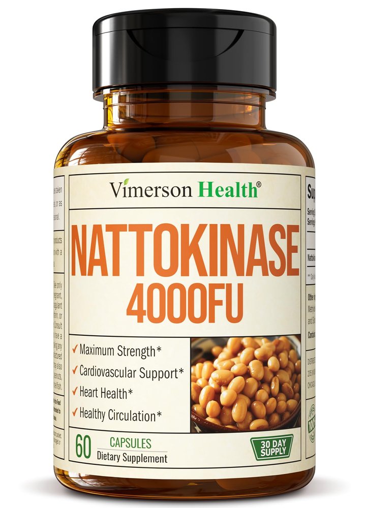 Nattokinase Supplement - Heart Health Supplements with Nattokinase 4000 FU - Max Strength Circulation Supplements - Systemic Enzymes for Healthy Circulation & Smooth Flow. Non-GMO & Vegan. 60 Capsules