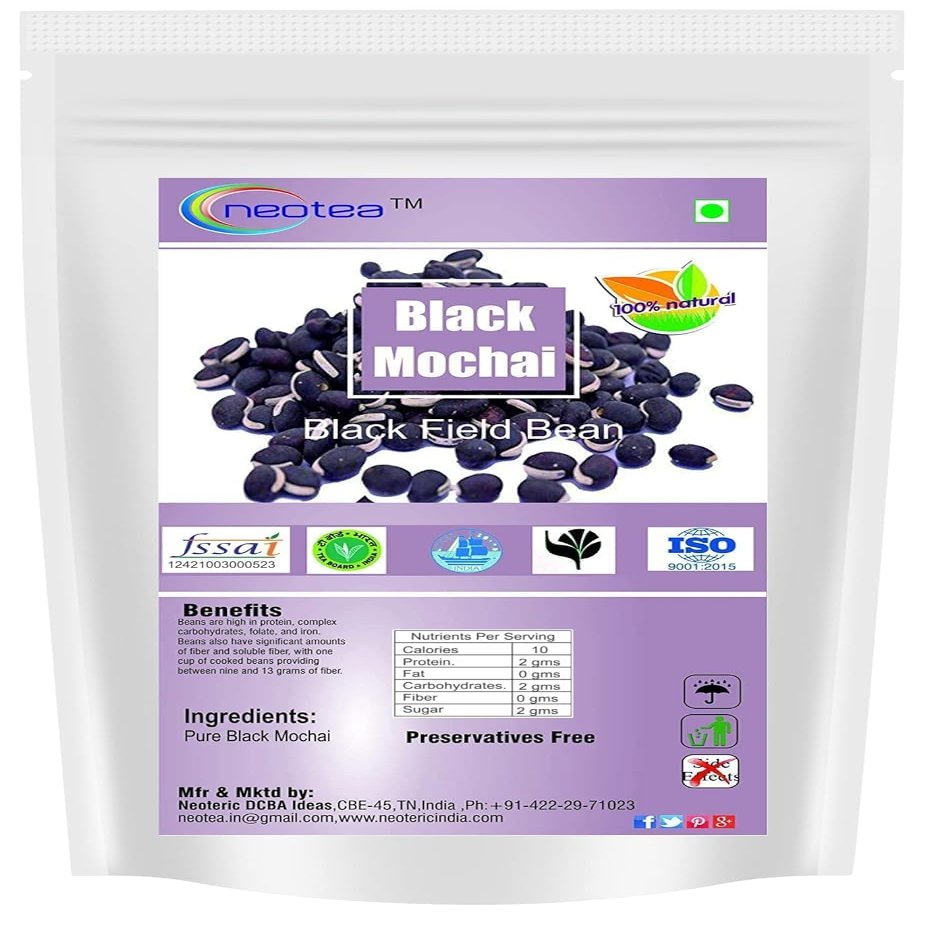 Neotea Black Mochai Black Field Bean 1 KG (2.20 LB) | Nutrient-Rich Protein Source | Ideal for Cooking, Soups, Salads & Traditional Recipes | Vegan | Non-GMO