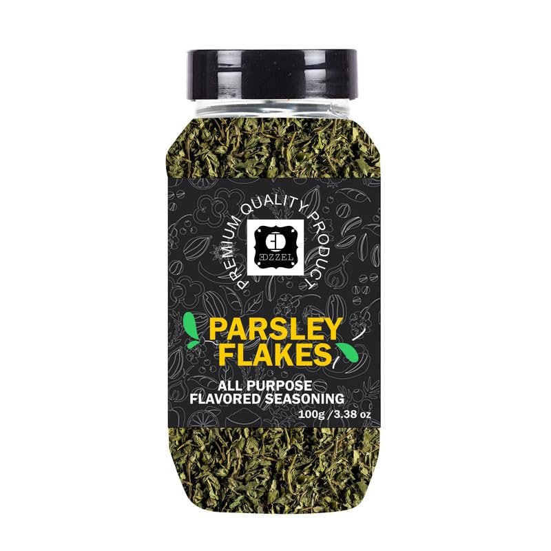 EDZZELPremium Quality Indian Organic Parsley Flakes Plant Based, Vegan, Gluten Free-100 GRAM Box (Set Of 3)