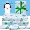 Cactus and Alpaca Wrapping Paper for Kids Women Men, 6 Sheets Cute Llama in Glasses Green Cactus Pattern Gift Wrap Paper with Ribbon, 20 x 30 inch Per Sheet Gift Paper for Birthday, Baby Shower view 3