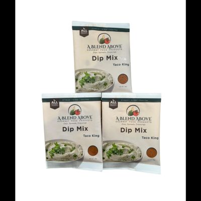 A Blend Above Taco Dip Mix, 3 pack, 1 oz. Each, Makes 16 Ounces, Gluten-Free, No MSG, All Natural, No Preservatives, Vegan Friendly, Keto Friendly, Vegetable Dip, Chip Dip, Low Carb, Easy to Make