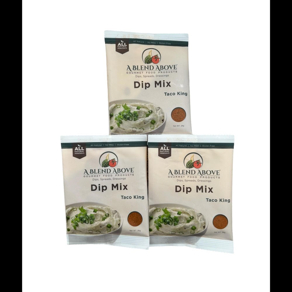 A Blend Above Taco Dip Mix, 3 pack, 1 oz. Each, Makes 16 Ounces, Gluten-Free, No MSG, All Natural, No Preservatives, Vegan Friendly, Keto Friendly, Vegetable Dip, Chip Dip, Low Carb, Easy to Make