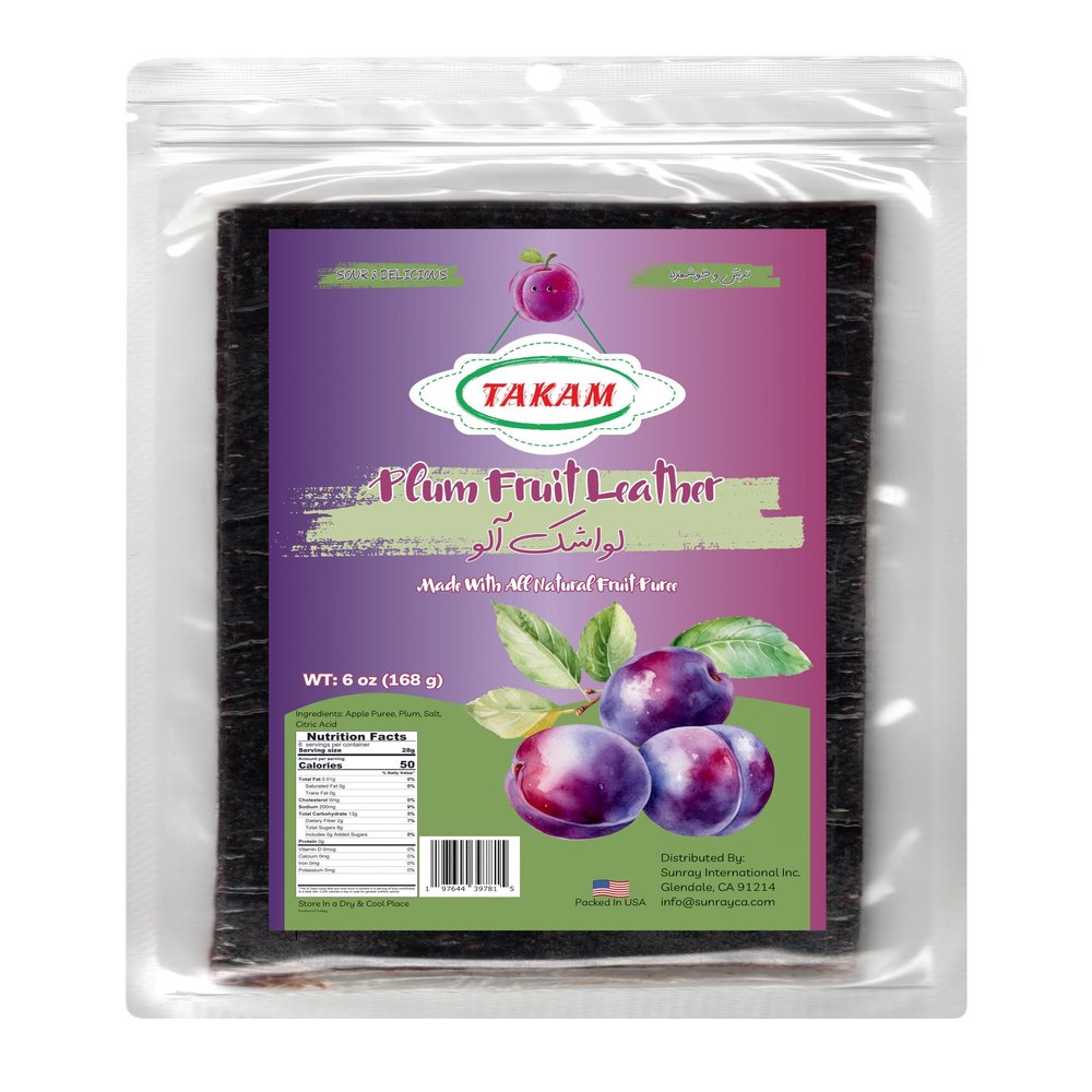 Takam Lavashak Plum Fruit Leather Authentic Persian Style Sour and Salty Fruit Layer 6 OZ - 168g  