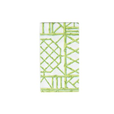 Caspari Bamboo Screen Moss Green Paper Linen Guest Towel Napkins - 12 Per Package