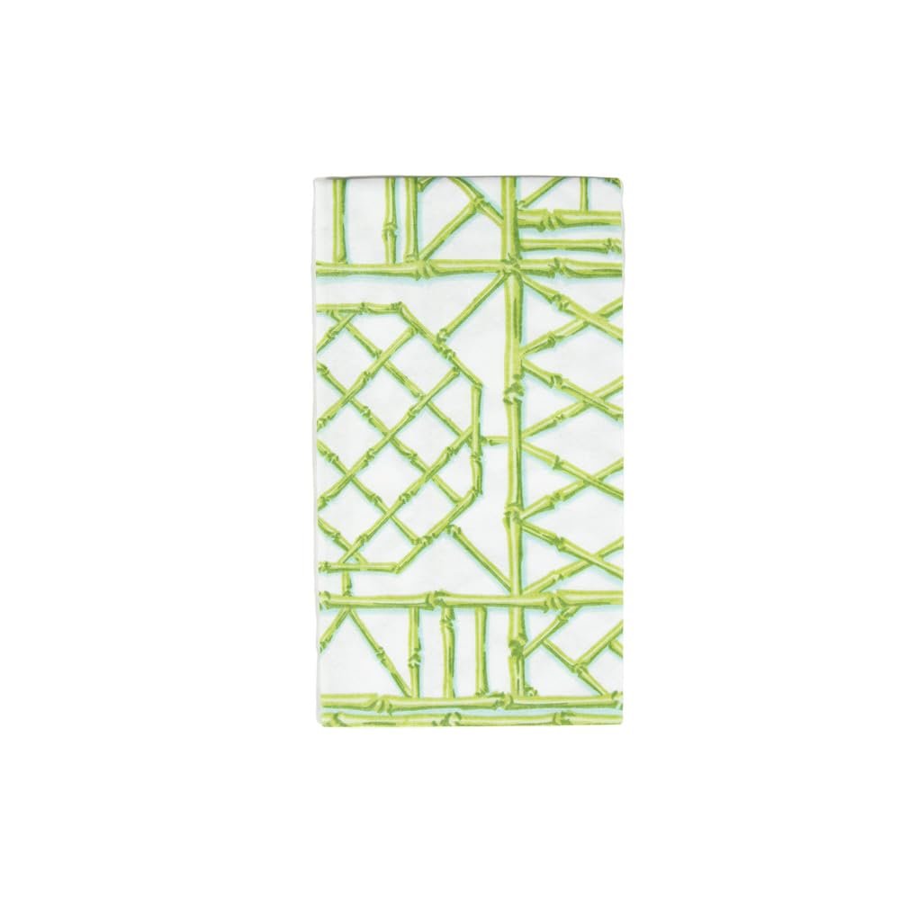 Caspari Bamboo Screen Moss Green Paper Linen Guest Towel Napkins - 12 Per Package