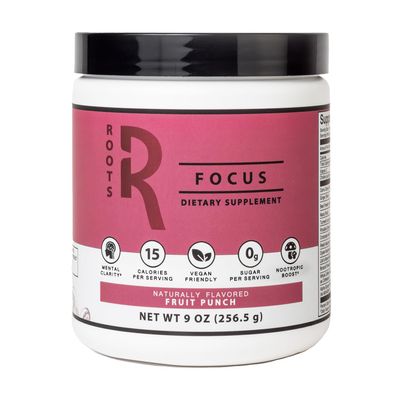 Roots Focus Brain Supplement - Nootropic Mushroom Supplement Powder for Memory, Focus, Energy - Lion's Mane, Cordyceps, and Reishi Mushrooms with Caffeine - Fruit Punch, 9oz Tub (50 Servings)