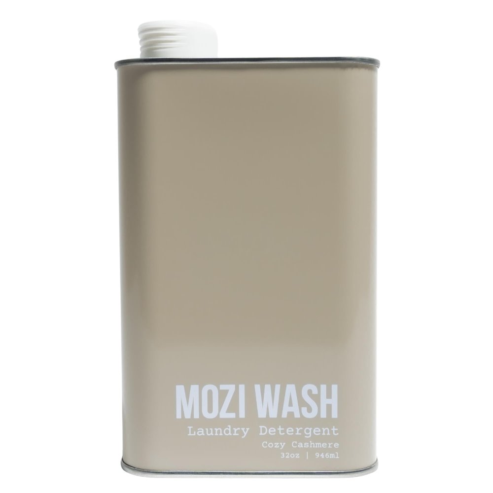 Mozi Wash Laundry Detergent Liquid, Cozy Cashmere- Amber & Floral, 50+ Loads, Concentrated, Non toxic, Plant Based Enzyme Cleaners, Long Lasting Luxury Clean, 32 oz Recyclable Bottle