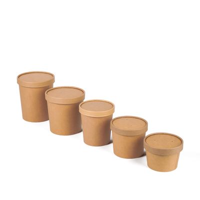 Kitchsy Disposable Kraft Paper Food Containers with Vented Lids - 50-Pack, Various Sizes - Hot Soup, Ice Cream, Noodles, Frozen Yogurt - Takeout, To-Go, Meal Prep (12 oz. / 355 mL)