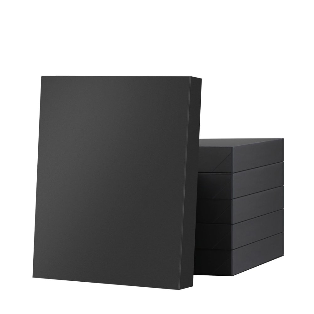 JINMING 6 Gift Boxes with Lids 11x8.5x1.5 Inches for Clothes, Black Gift Boxes, Apparel Boxes for Mother's Day, Father's Day and All Occasion