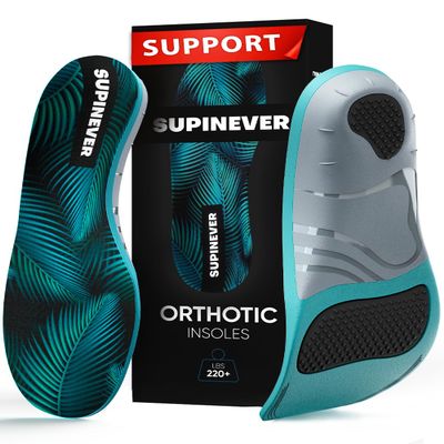 220+ lbs Plantar Fasciitis Insoles - High Arch Support - Strong Arch Orthotic Inserts - Work Boots and Shoes (XXL,Green)