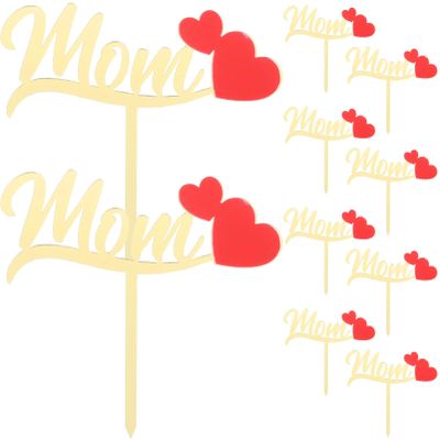 IMIKEYA 10pcs Mother's Day Cake Topper Acrylic Cupcake Insert Decorations Festive for Cakes Desserts and Cookies for Mother's Day Celebrations