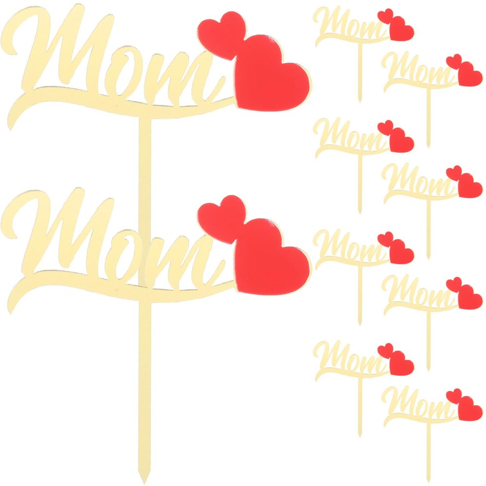 IMIKEYA 10pcs Mother's Day Cake Topper Acrylic Cupcake Insert Decorations Festive for Cakes Desserts and Cookies for Mother's Day Celebrations