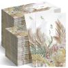 200 Pcs Boho Leaves Decorative Paper Napkins Floral Guest Hand Towels Tan Leaf with Floral Paper Napkins for Bathroom 2 Ply Disposable Hand Towels for Spring Baby Shower Holiday Party Supplies view 1