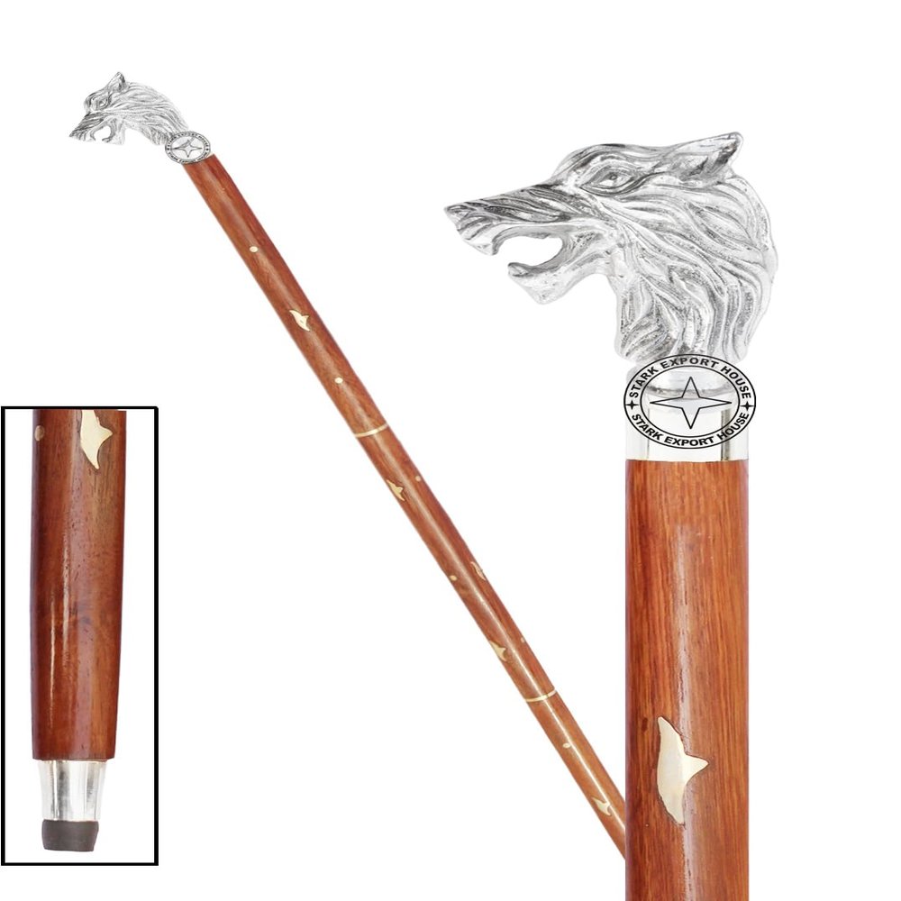 Walking Cane Rosewood Designer Wooden Walking Stick with Nickel Handle Gift for Men & Women 37 inch (XTEE)
