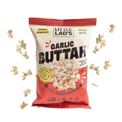 Little Lads Healthy Popcorn (Garlic Buttah) - Vegan, Gluten-Free, Non-GMO Popcorn with Garlic Butter Flavor -1.4 Oz (Pack of 6)