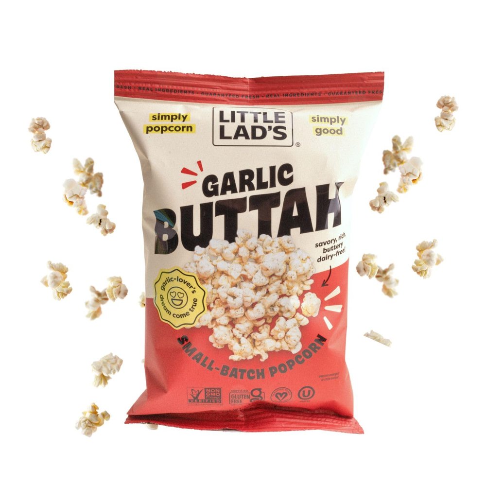 Little Lads Healthy Popcorn (Garlic Buttah) - Vegan, Gluten-Free, Non-GMO Popcorn with Garlic Butter Flavor -1.4 Oz (Pack of 6)