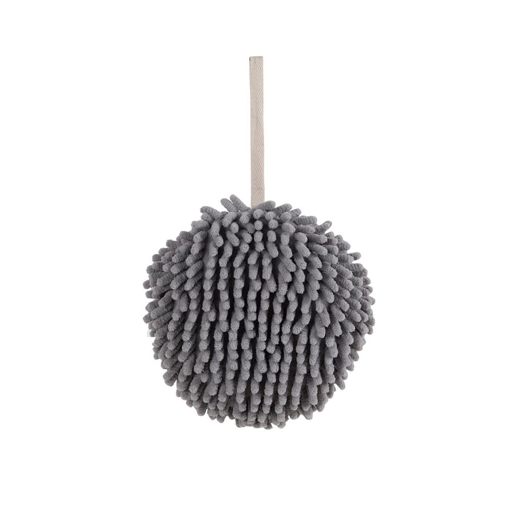 ROBAUN Soft Thickened Chenille Fabrics Bathroom Accessories Kitchen Hanging Quick-Drying Cleaning Cloths New Quick-Dry Spherical Towels (Color : Gray)