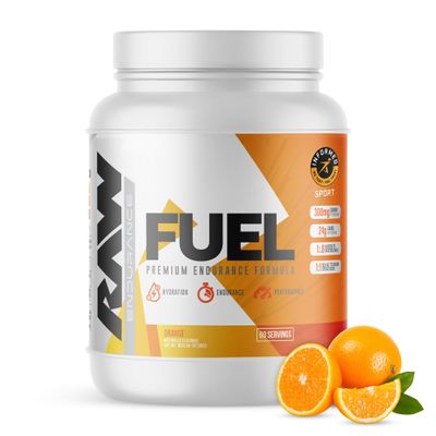 RAW Fuel, Premium Endurance Supplement Powder, Orange (60 Servings) - Peak Performance, Hydration & Stamina During Workouts, Training or Competition - 24g of Carbohydrates & 300mg of Sodium