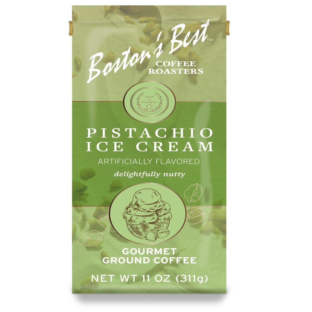 Bostons Best Coffee Pistachio Ice Cream Gourmet Ground Coffee Medium Roast 11 oz